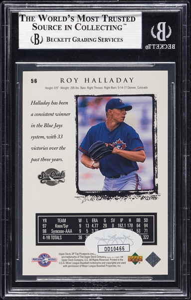 Roy Halladay Signed 1999 SP Top Prospects RC No. 56 (BAS)