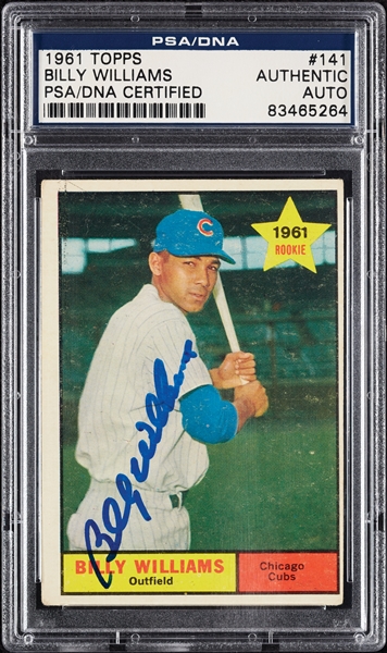 Billy Williams Signed 1961 Topps RC No. 141 (PSA/DNA)