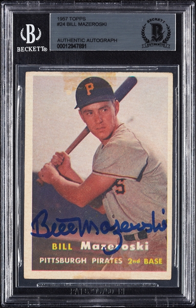 Bill Mazeroski Signed 1957 Topps RC No. 24 (BAS)