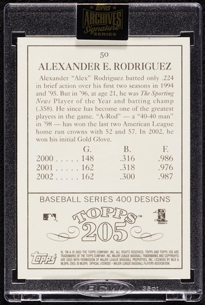 2021 Topps Archives Alex Rodriguez 2003 Topps 205 Autograph (1/1)