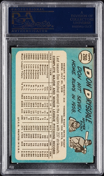 Don Drysdale Signed 1965 Topps No. 260 (PSA/DNA)