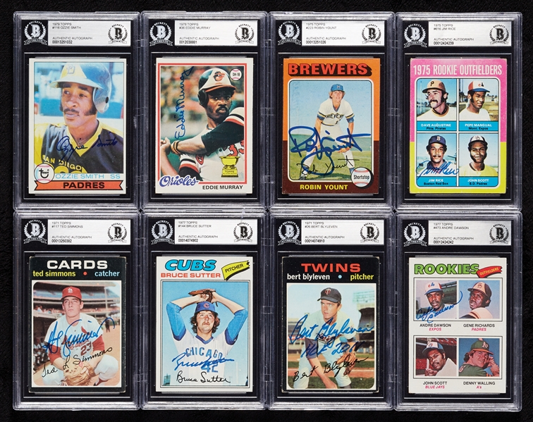 HOFer Signed 1970s Topps RCs with Yount, Murray, Ozzie Smith (BAS) (8)