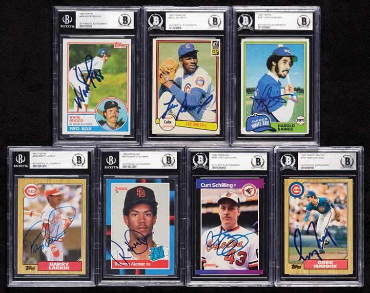 HOFer Signed 1980s/1990s Rookie Cards with Boggs, Maddux (BAS/PSA) (13)