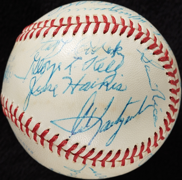 1974 Hall of Fame Induction Multi-Signed OAL Baseball with Mantle, Paige, Stengel (PSA/DNA)