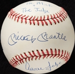 Mickey Mantle & Aaron Judge Dual-Signed OAL Baseball (Fanatics) (Mantle Graded BAS 9) 