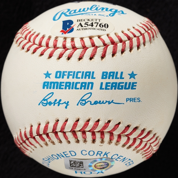 Mickey Mantle & Aaron Judge Dual-Signed OAL Baseball (Fanatics) (Mantle Graded BAS 9) 