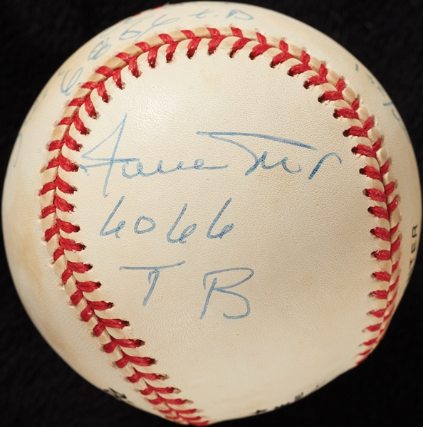 Willie Mays, Hank Aaron & Stan Musial Signed ONL Baseball with Total Bases Inscriptions (JSA)