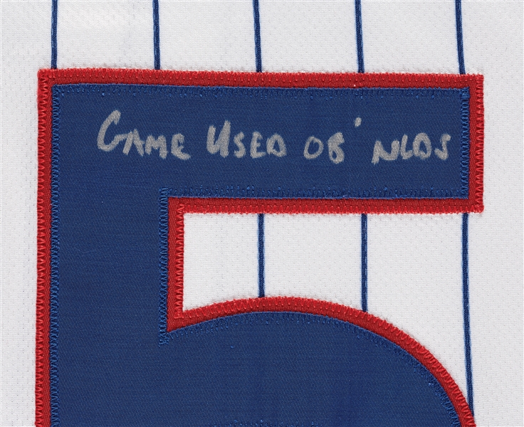 Derrek Lee 2008 Game-Used & Signed Cubs NLDS Jersey Game Used 08' NLDS