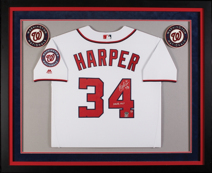 Bryce Harper Signed Nationals Jersey in Frame 2015 NL MVP (3/6) (MLB) (Fanatics)