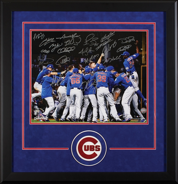 2016 Chicago Cubs World Champs Team-Signed 20x24 Celebration Framed Photo (1/150) (MLB) (Fanatics)