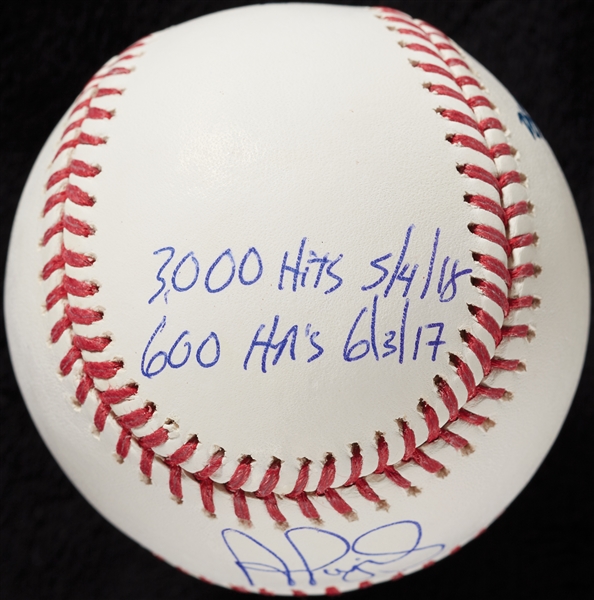 Albert Pujols Single-Signed OML Baseball with 3000 Hit & 600 HRs Inscriptions (8/30) (MLB) (Fanatics)
