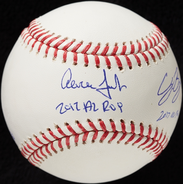 Aaron Judge & Cody Bellinger Dual-Signed ONL Baseball 2017 ROY (7/50) (MLB) (Fanatics)
