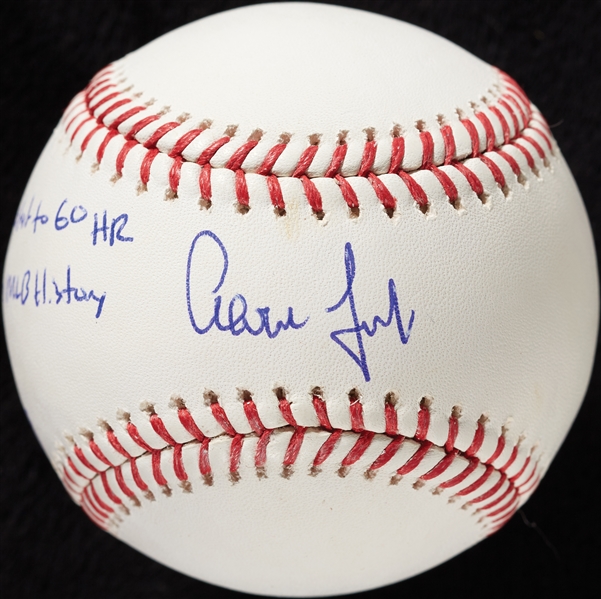 Aaron Judge Single-Signed OML Baseball Fastest to 60 HR in MLB History) (5/99) (MLB) (Fanatics)