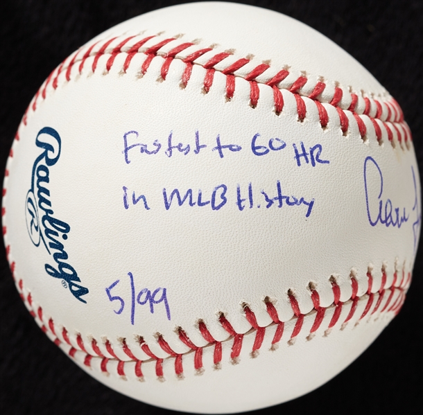 Aaron Judge Single-Signed OML Baseball Fastest to 60 HR in MLB History) (5/99) (MLB) (Fanatics)