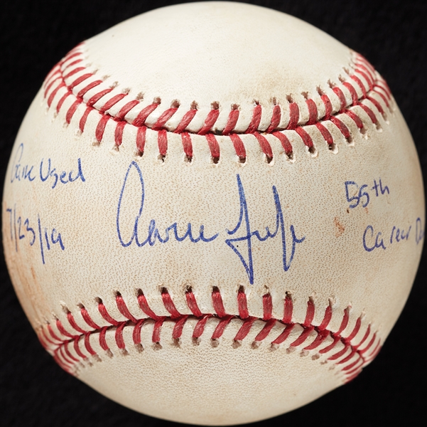 Aaron Judge Game-Used & Signed OML Baseball Game Used 7/23/19 55th Career Double (MLB) (Fanatics)