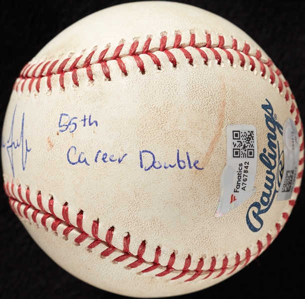 Aaron Judge Game-Used & Signed OML Baseball Game Used 7/23/19 55th Career Double (MLB) (Fanatics)