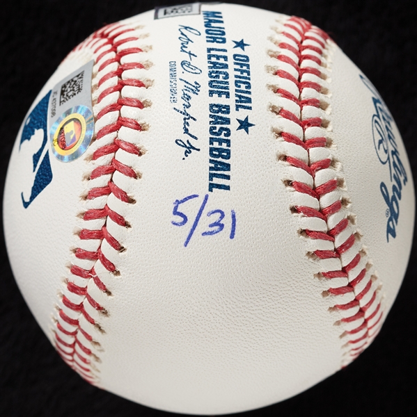 Max Scherzer Single-Signed OML STAT Baseball with Multiple Inscriptions (5/31) (MLB) (Fanatics) 