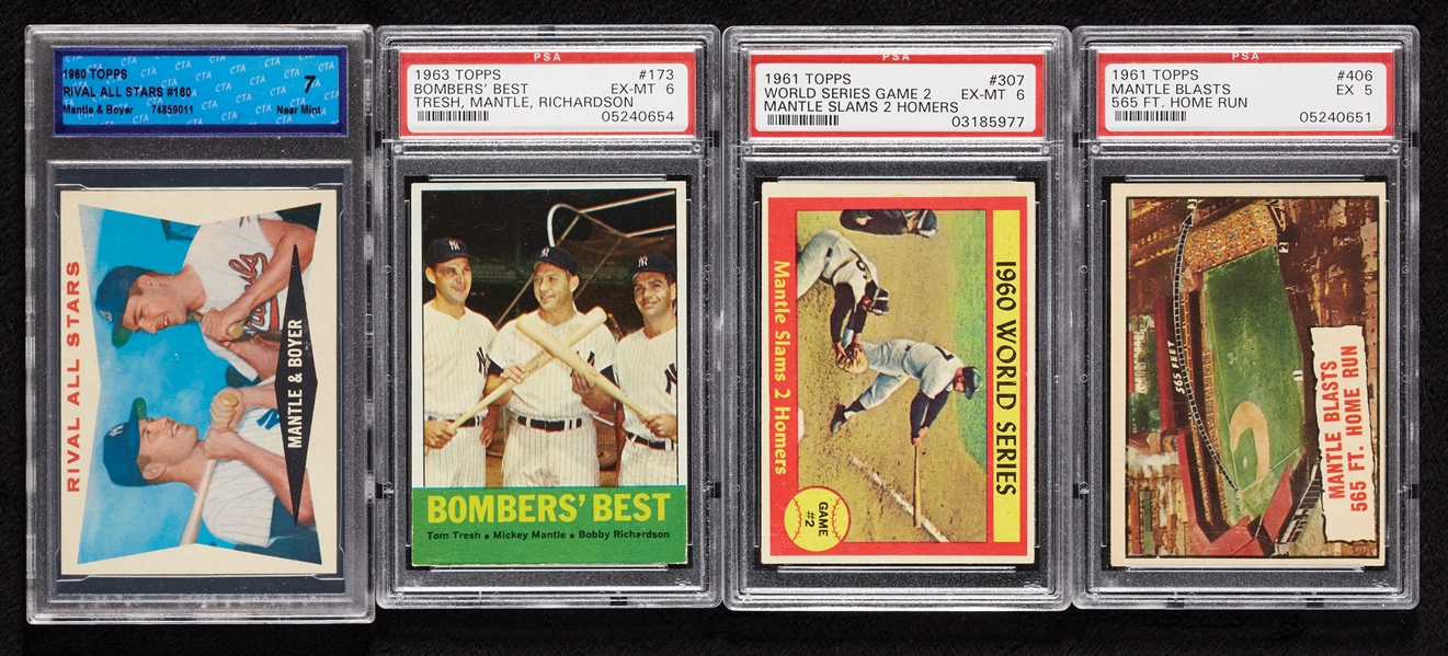 Early 1960s Mickey Mantle PSA-Graded Group with Bomber's Best (4)