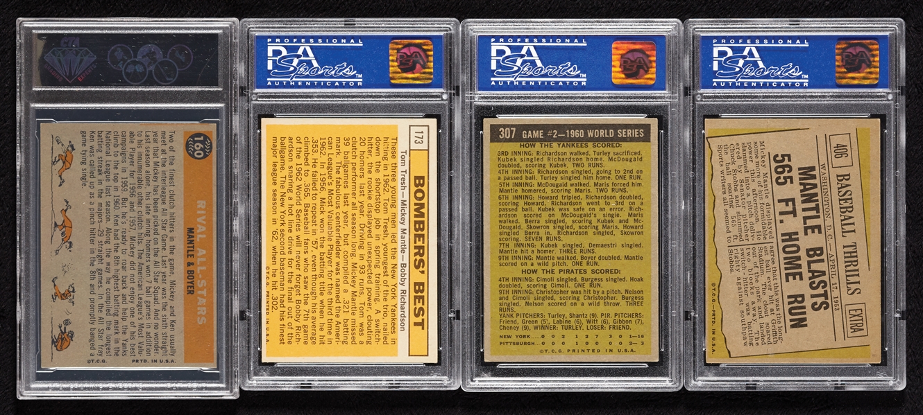 Early 1960s Mickey Mantle PSA-Graded Group with Bomber's Best (4)