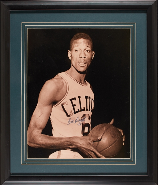 Bill Russell Signed 16x20 1st Photo in Celtics Jersey Photo in Frame 787 (PSA/DNA)