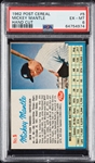 1962 Post Cereal Mickey Mantle Hand Cut No. 5 PSA 6