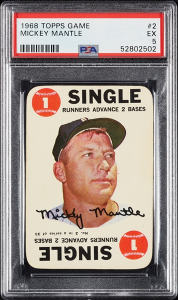 1968 Topps Game Mickey Mantle No. 2 PSA 5