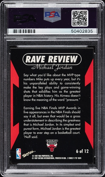 1997 SkyBox Z-Force Michael Jordan Rave Reviews No. 6 PSA 9