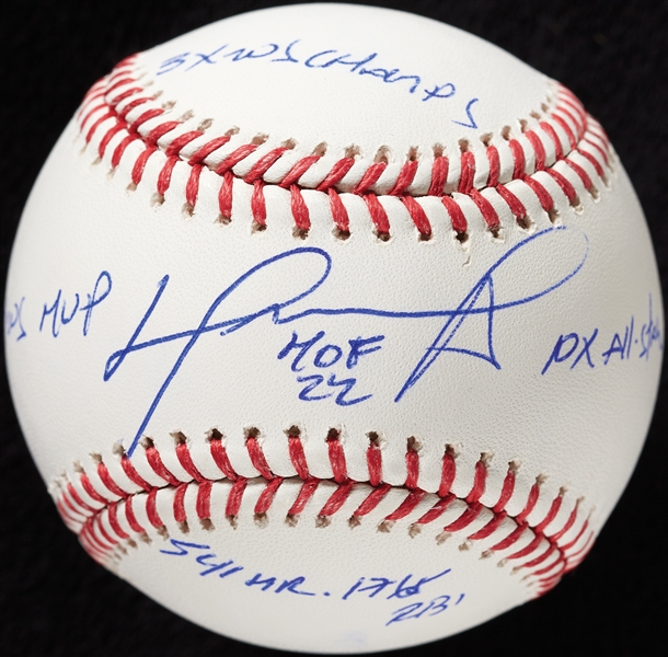 David Ortiz Signed OML STAT Baseball with Multiple Inscriptions (21/34) (MLB) (Fanatics)