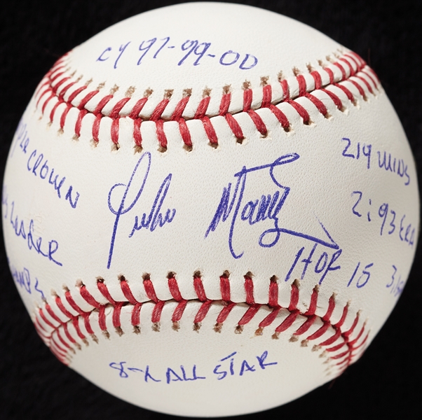 Pedro Martinez Signed OML STAT Baseball with Multiple Inscriptions (12/12) (MLB) (Fanatics)