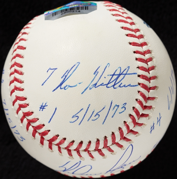 Nolan Ryan Signed OML STAT Baseball with Multiple Inscriptions (15/34) (MLB) (Fanatics)
