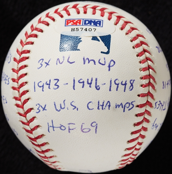 Stan Musial Signed OML STAT Baseball with Multiple Inscriptions (PSA/DNA)