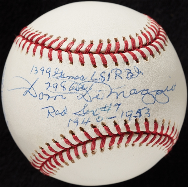 Dom DiMaggio Signed OAL STAT Baseball with Multiple Inscriptions (PSA/DNA)