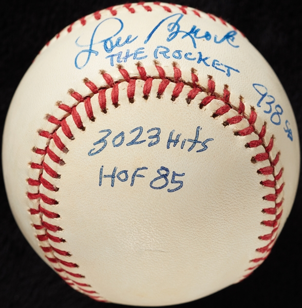 Lou Brock Signed ONL STAT Baseball with Multiple Inscriptions (JSA)