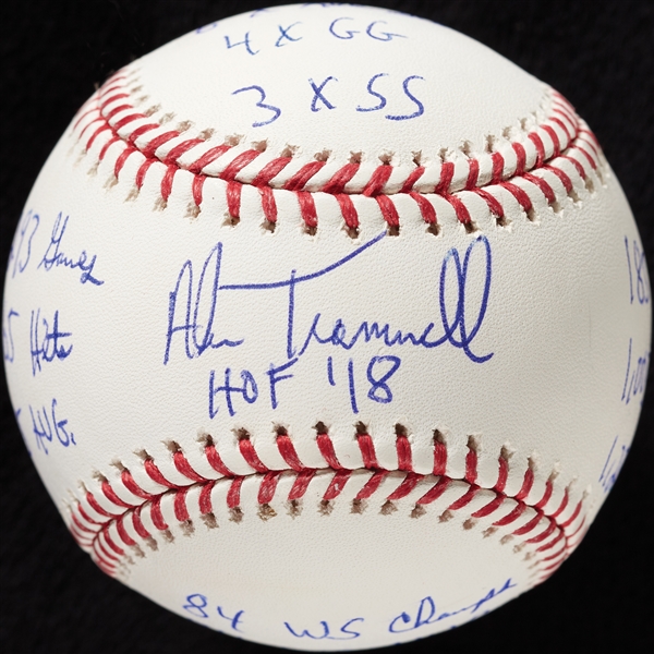 Alan Trammell Signed OML STAT Baseball with Multiple Inscriptions (3/18) (MLB) (Fanatics)