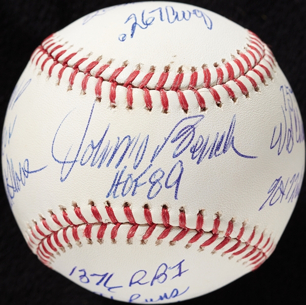 Johnny Bench Signed OML STAT Baseball with Multiple Inscriptions (2/12) (MLB) (Fanatics)