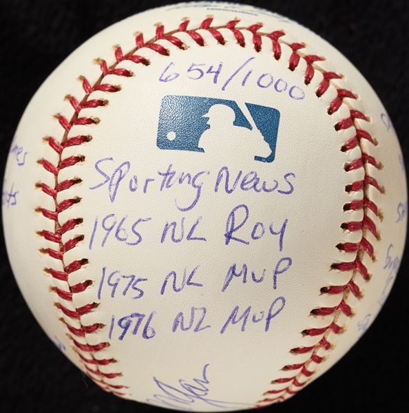 Joe Morgan Signed OML STAT Baseball with Multiple Inscriptions (654/1000) (Reggie Jackson)
