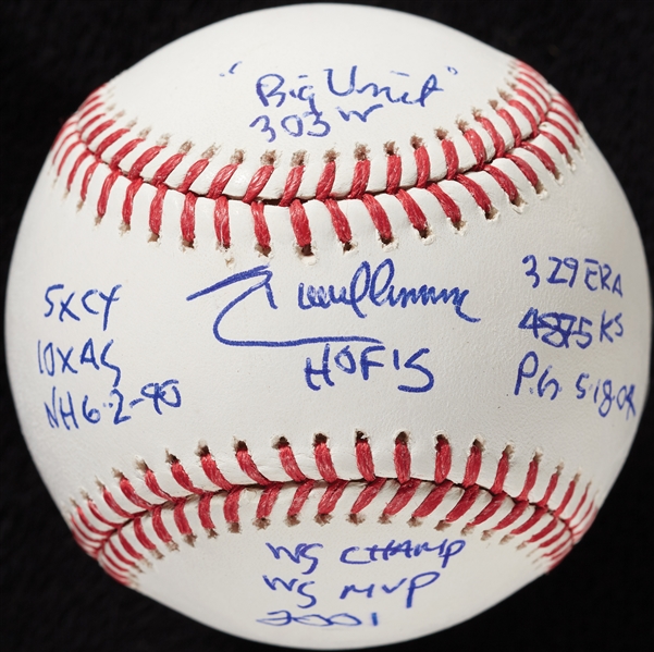 Randy Johnson Signed OML STAT Baseball with Multiple Inscriptions (MLB) (Fanatics)
