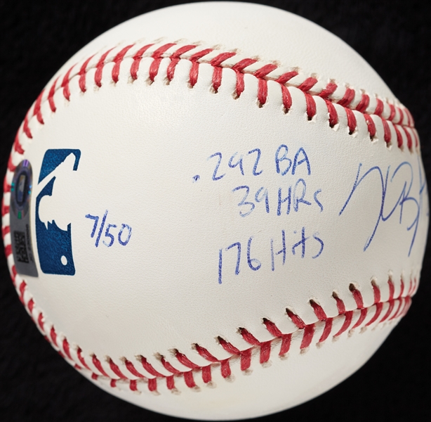 Kris Bryant Signed OML STAT Baseball with Multiple Inscriptions (7/50) (MLB) (Fanatics)