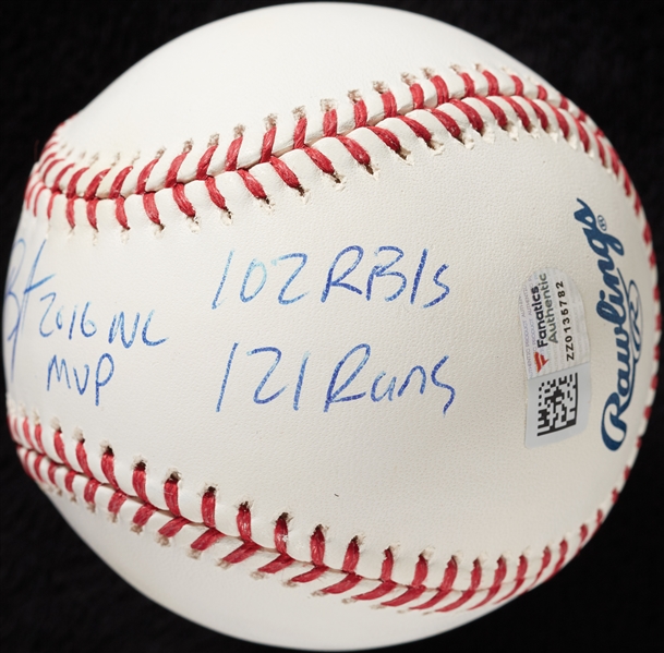 Kris Bryant Signed OML STAT Baseball with Multiple Inscriptions (7/50) (MLB) (Fanatics)