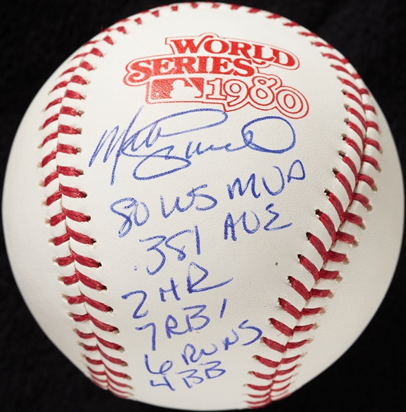 Mike Schmidt Single-Signed 1980 WS Baseball with Multiple Inscriptions (5/20) (MLB) (Fanatics)