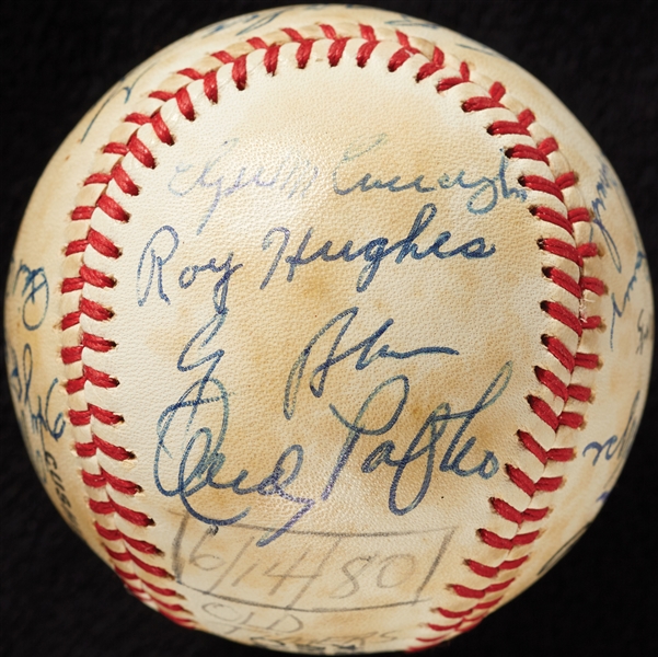 1980 Old Timers Signed NL Baseball with Banks, Grimm (BAS)