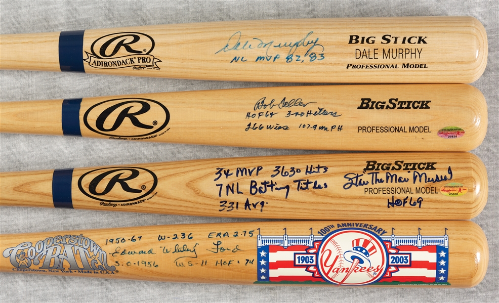 Signed Bats Group with Musial, Ford, Feller, Dale Murphy (4)