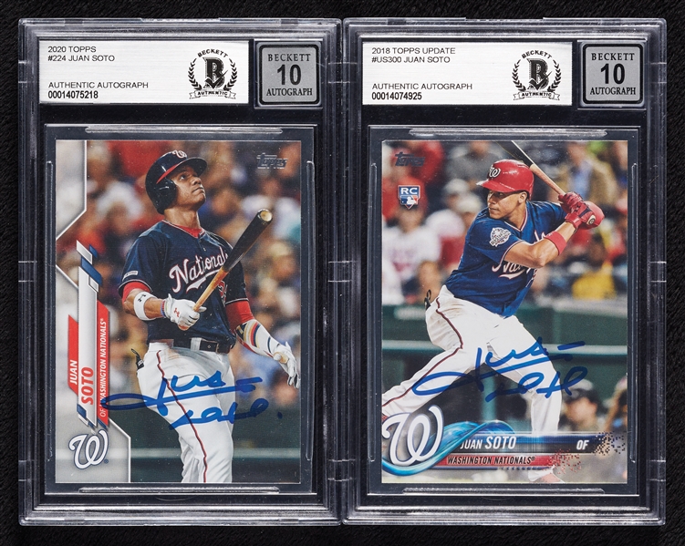 Juan Soto Signed Topps Pair with 2018 Topps Update RC (Graded BAS 10) (2)
