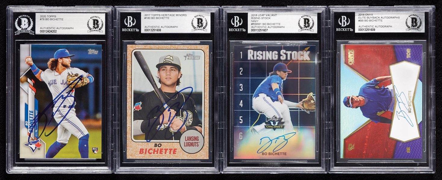 Bo Bichette Signed Group with 2017 Topps Heritage Minors RC (BAS) (4)