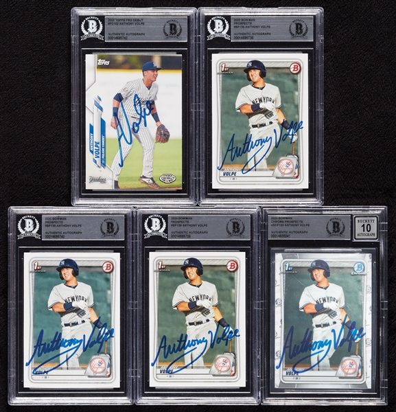 Anthony Volpe Signed RC Group with 2020 Bowman Chrome Prospects (BAS) (5)