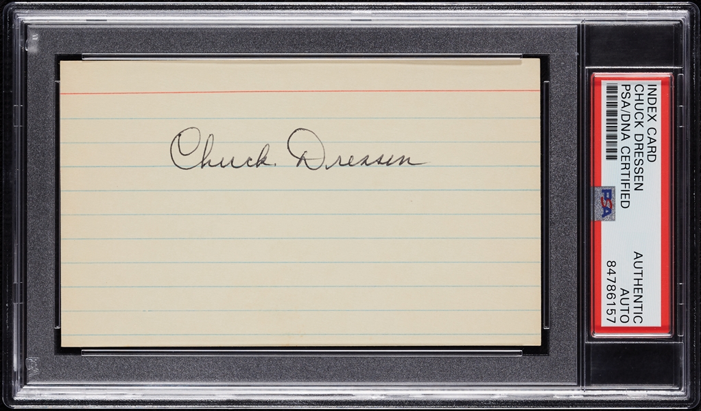 Chuck Dressen Signed 3x5 Index Card (PSA/DNA)