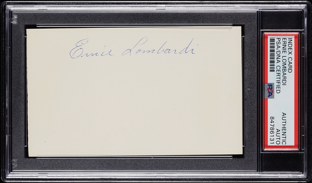 Ernie Lombardi Signed 3x5 Index Card (PSA/DNA)