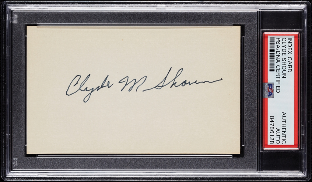 Clyde Shoun Signed 3x5 Index Card (PSA/DNA)