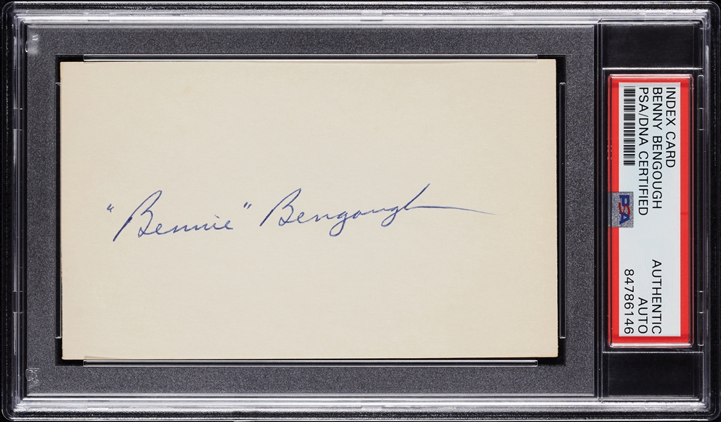Benny Bengough Signed 3x5 Index Card (PSA/DNA)
