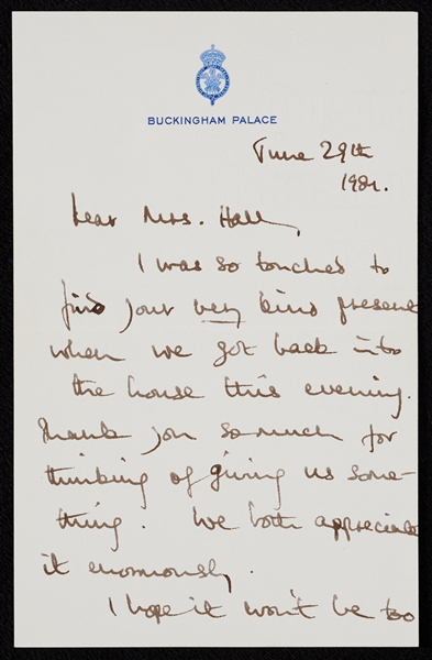 King Charles III Signed Handwritten Letter (1981) (BAS)